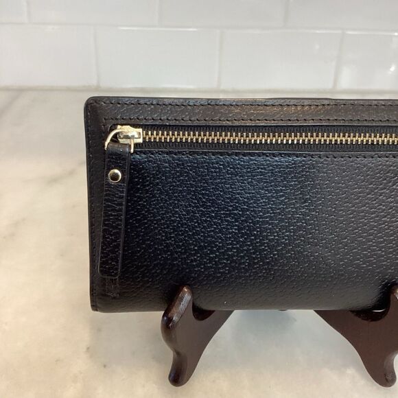 Kate Spade Cross Grain Leather Slim Sleek Snap & Zip Clutch Wallet - Picture 6 of 16